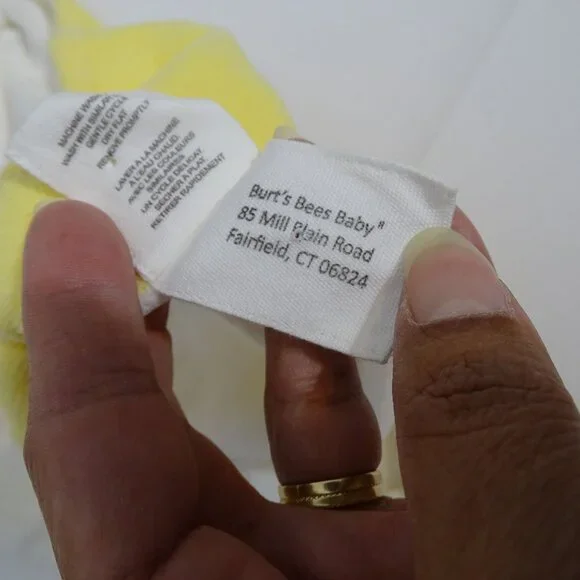 Burts Bees Baby Bee Plush Lovey Yellow Organic Cotton Infant Security Blanket - Picture 7 of 9